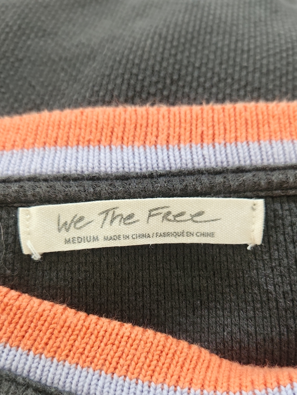 We The Free Charcoal Long-Sleeve Thermal Top with Multicolor Patterned Cuffs - Picture 7 of 10